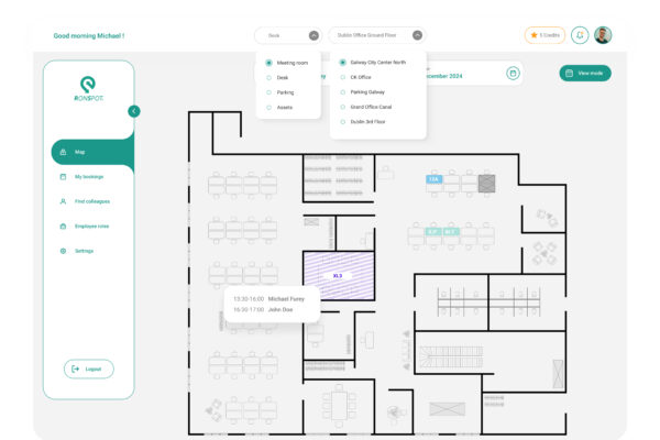 floor map with ability to book des