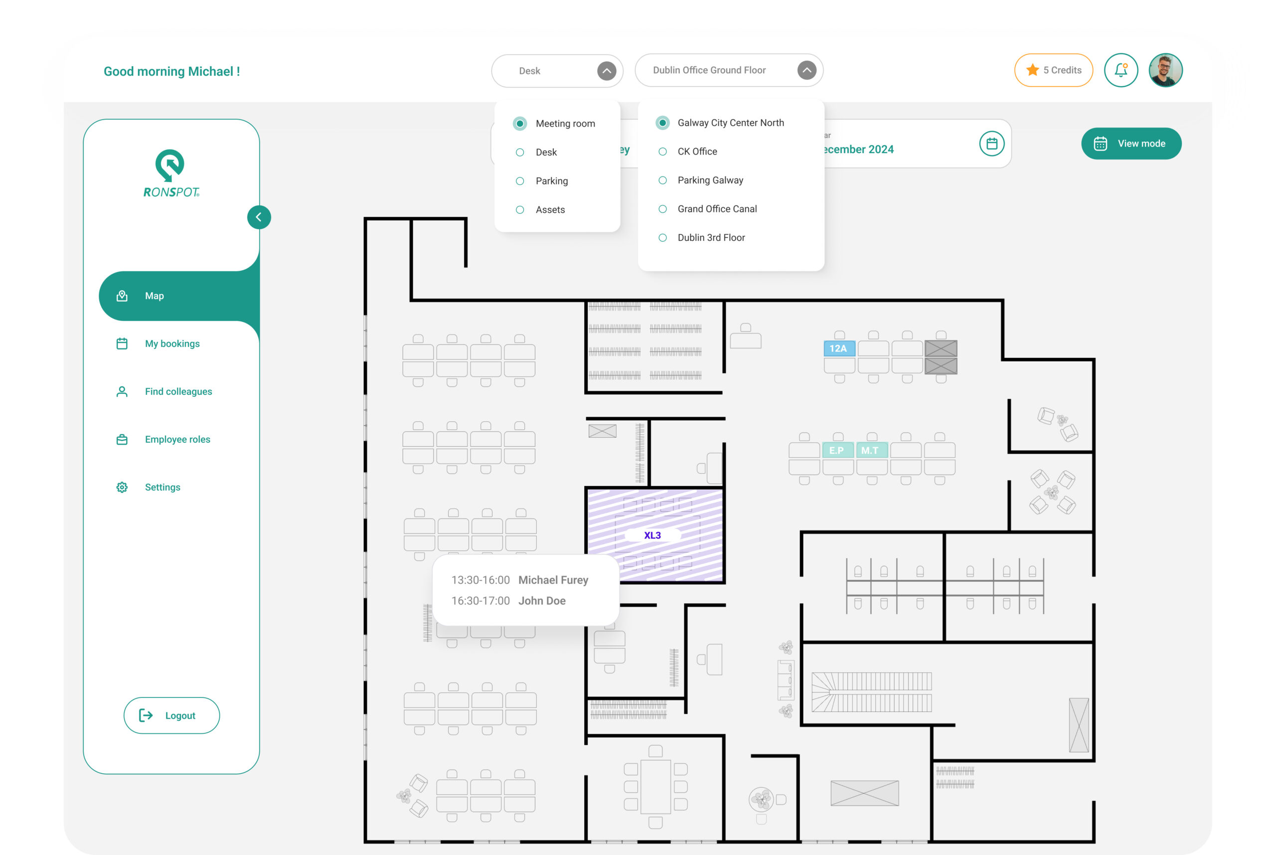 floor map with ability to book des